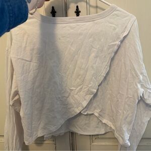 Fabletics White Draped Layered Long-Sleeve Top